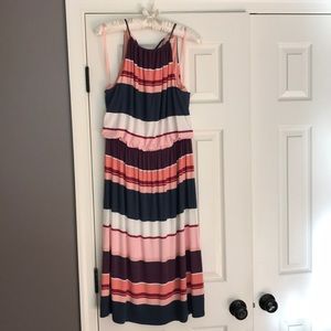 Ann Taylor Loft Striped Halter tea length dress